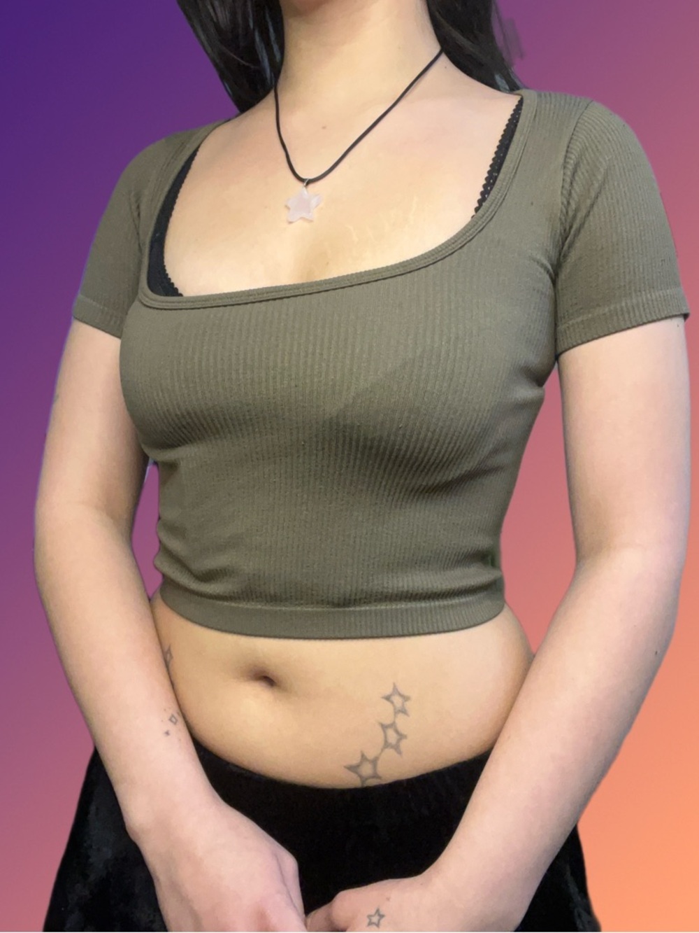 Harlow Olive Ribbed Crop Top